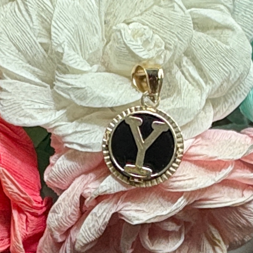 Gold and Black Pendant Necklace 14k